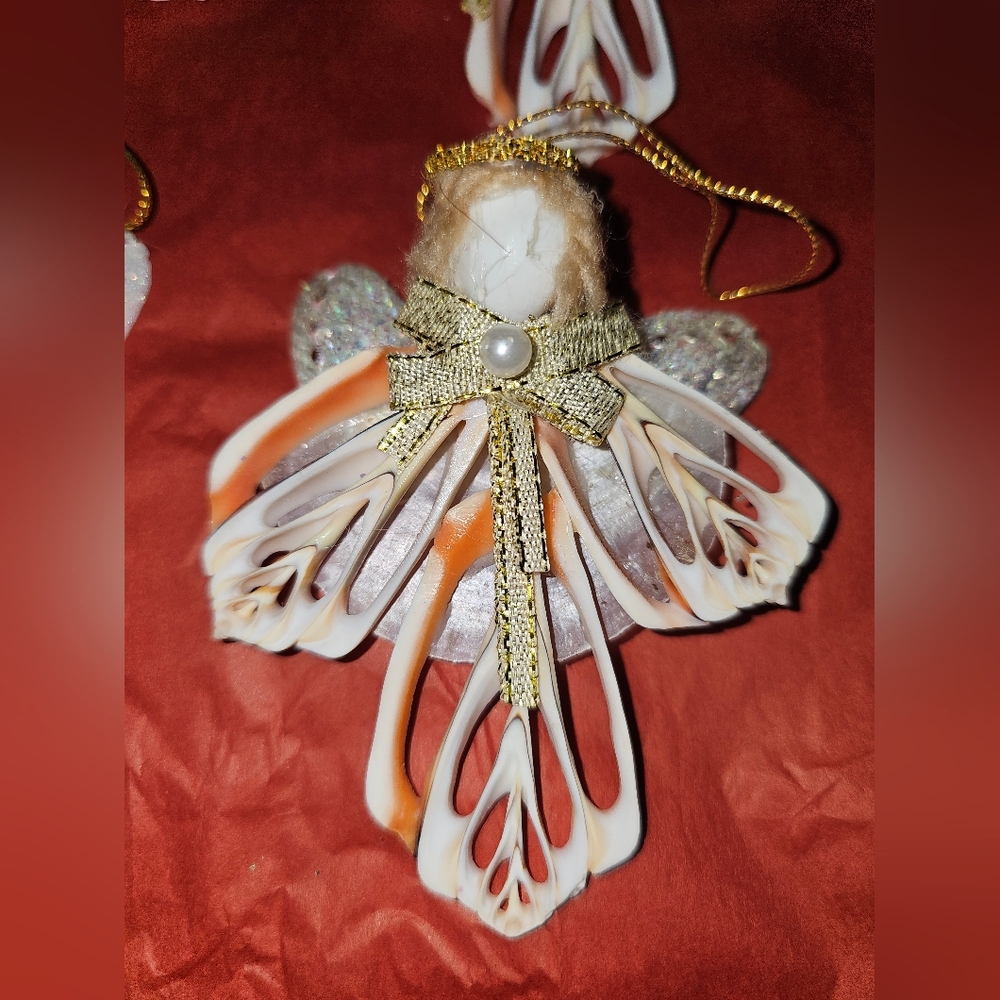 Seashell Folk Art Ornaments Lot Of 10 Beach Ocean Decor Native Angels Phillipine - Picture 10 of 14